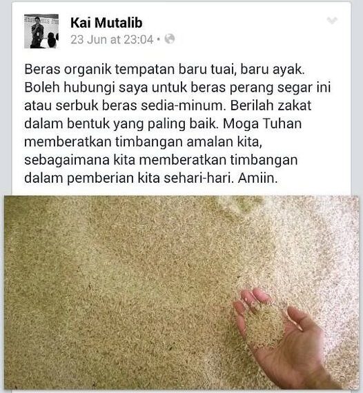 For those interested to give locally grown organic rice as #zakat, pls contact this young ethical local farmer here. Let…